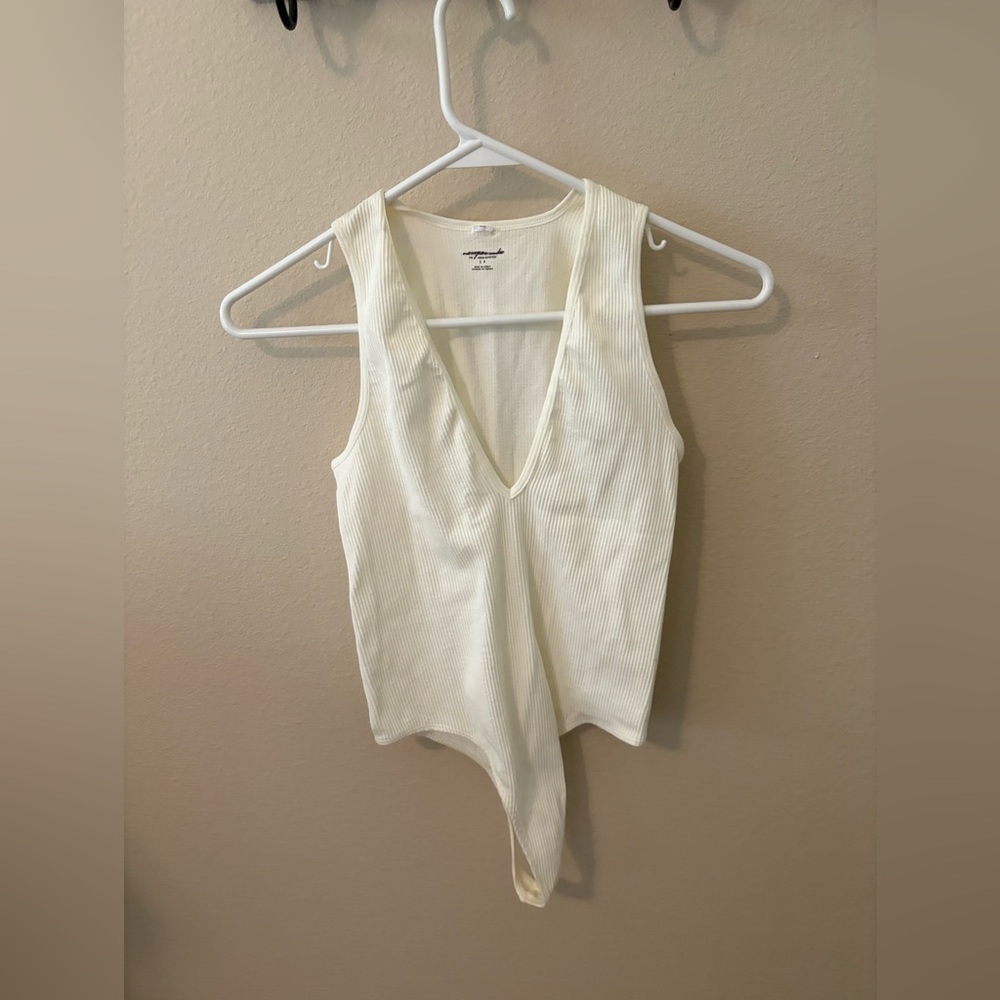 Urban Outfitters Cream Ribbed Bodysuit Thong NWOT